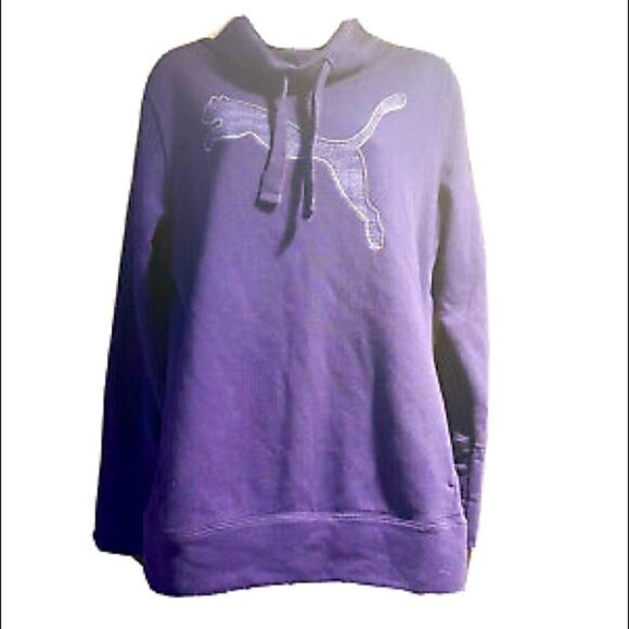 PUMA FULL LENGTH SWEATSHIRT FUNNEL MOCK NECK DRAWSTRING KANGAROO POCKET S - Picture 1 of 4